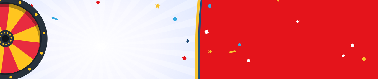 Spin the wheel promo banner with a prize wheel and confetti